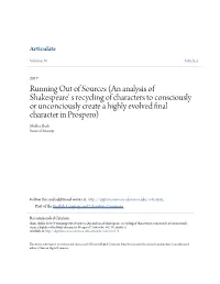 An Analysis of Shakespeare' S Recycling of Characters To