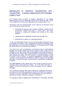 Background to Audience Development and Access Plan – a Project Supported by the Heritage Lottery Fund