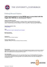 CGG-Repeat Expansion in the DIP2B Gene Is Associated with the Fragile Site FRA12A on Chromosome 12Q13.1
