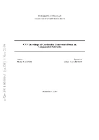 CNF Encodings of Cardinality Constraints Based on Comparator Networks