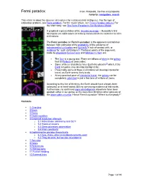 Fermi Paradox from Wikipedia, the Free Encyclopedia Jump To: Navigation, Search