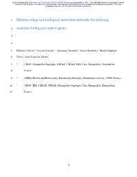 Metabarcoding and Ecological Interaction Networks for Selecting