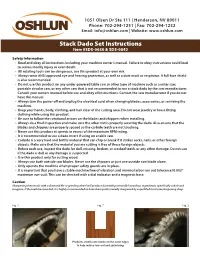 Stack Dado Set Instructions Item #SDS-0630 & SDS-0842