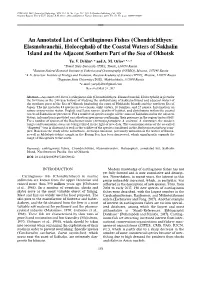 An Annotated List of Cartilaginous Fishes (Chondrichthyes