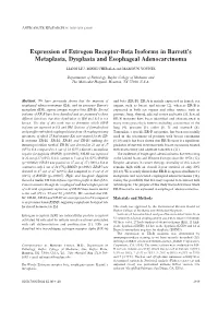Expression of Estrogen Receptor-Beta Isoforms in Barrett's