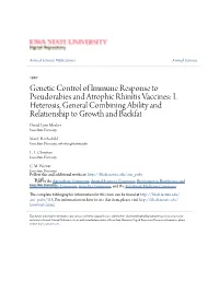 Genetic Control of Immune Response to Pseudorabies and Atrophic Rhinitis Vaccines: I
