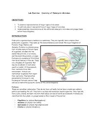 Lab Exercise: Diversity of Eukaryotic Microbes OBJECTIVES