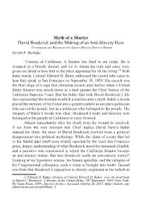 Myth of a Marty: David C. Broderick and the Making of an Anti-Slavery