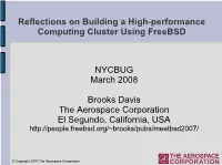 Reflections on Building a High-Performance Computing Cluster Using Freebsd