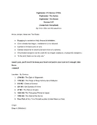 The Series Highlander: the Raven Version 0.01 (Jumpchain Compliant) by Orion Ultor and Abraxesanon