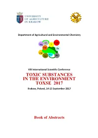 Toxic Substances in the Environment Toxse 2017