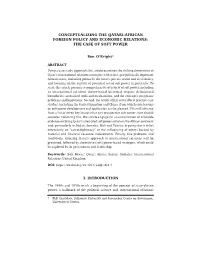 Conceptualizing the Qatari-African Foreign Policy and Economic Relations: the Case of Soft Power