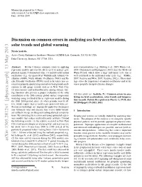 Discussion on Common Errors in Analyzing Sea Level Accelerations, Solar Trends and Global Warming