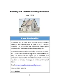 Graveney with Goodnestone Village Newsletter June 2018 a Note From