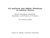 K3 Surfaces and Elliptic Fibrations in Number Theory
