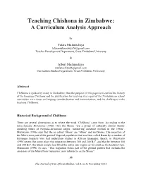 Teaching Chishona in Zimbabwe: a Curriculum Analysis Approach