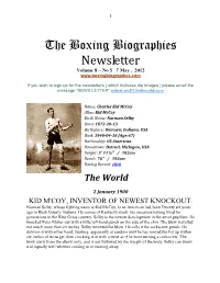 The Boxing Biographies Newsletter Volume 8 – No 5 7 May , 2012