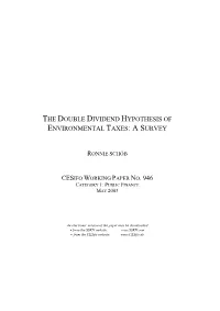 The Double Dividend Hypothesis of Environmental Taxes: a Survey