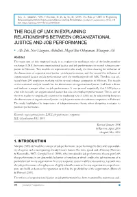 The Role of LMX in Explaining Relationships Between Organizational Justice and Job Performance
