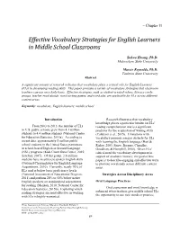 Effective Vocabulary Strategies for English Learners in Middle School Classrooms