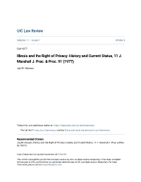 Illinois and the Right of Privacy: History and Current Status, 11 J