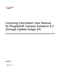 Licensing Information User Manual for Peoplesoft Campus Solutions 9.2 (Through Update Image 20)