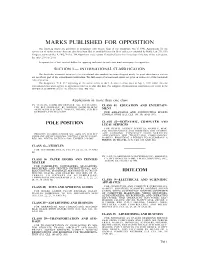 Marks Published for Opposition