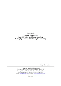 Report No. 81 Citizen's Voice in Health Policy and Programming