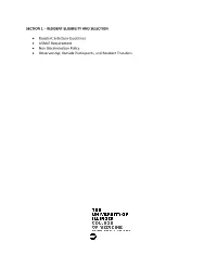Section 1 – Resident Eligibility and Selection