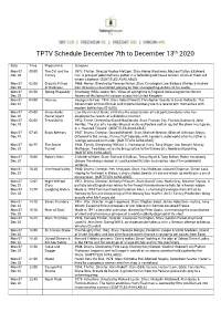 TPTV Schedule December 7Th to December 13Th 2020