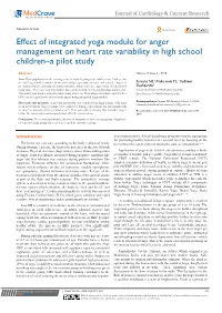 Effect of Integrated Yoga Module for Anger Management on Heart Rate Variability in High School Children–A Pilot Study