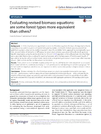 Evaluating Revised Biomass Equations: Are Some Forest Types More Equivalent Than Others? Coeli M