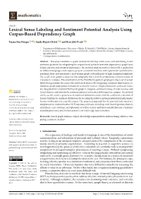 Lexical Sense Labeling and Sentiment Potential Analysis Using Corpus-Based Dependency Graph