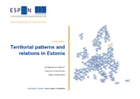 Territorial Patterns and Relations in Estonia