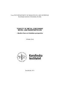 Toxicity of Metal Containing Micro- and Nanoparticles