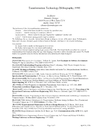 Bibliography on Transformation Systems (PDF Format)