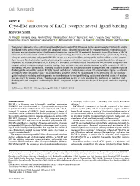 Cryo-EM Structures of PAC1 Receptor Reveal Ligand Binding Mechanism