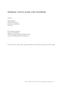 Formal Languages and Systems