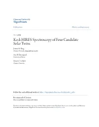 Keck HIRES Spectroscopy of Four Candidate Solar Twins Jeremy R