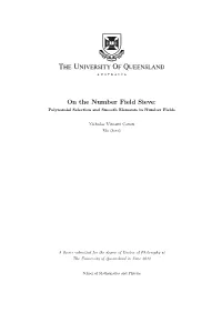On the Number Field Sieve: Polynomial Selection and Smooth Elements in Number Fields