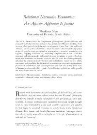 Relational Normative Economics: an African Approach to Justice