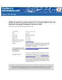 Single-Cell Genomics Reveals Features of a Colwellia Species That Was