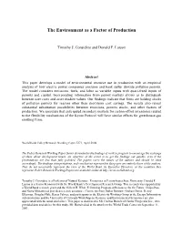 The Environment As a Factor of Production