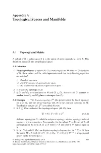 Topological Spaces and Manifolds