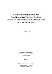 A Synthesis of Schenkerian and Neo-Riemannian Theories: the First Movement of Paul Hindemith’S Piano Sonata No