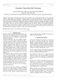 Attendance Using Palm Print Technology