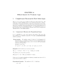 CHAPTER 14 Hilbert System for Predicate Logic 1 Completeness