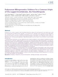 Ecdysozoan Mitogenomics: Evidence for a Common Origin of the Legged Invertebrates, the Panarthropoda