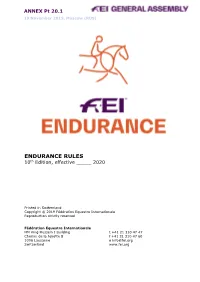 ENDURANCE RULES 10Th Edition, Effective _____ 2020