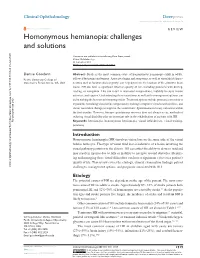 Homonymous Hemianopia Open Access to Scientific and Medical Research DOI